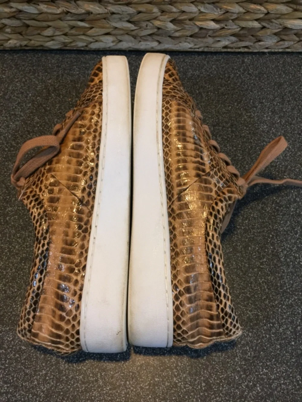 Michael Kors Tan Croc-Embossed Leather Sneakers